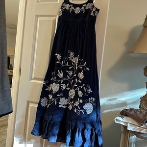 Blue dress with white flowers